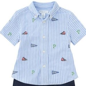 Ralph Lauren Kids Light Blue Embroidered Button Down Shirt